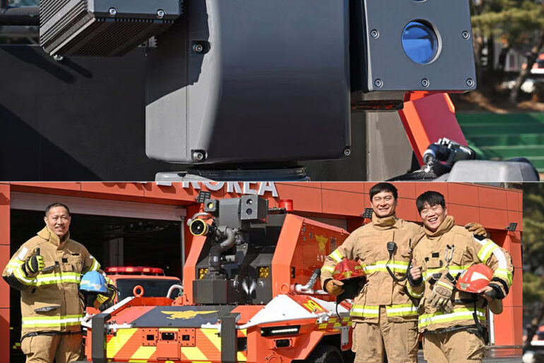Hyundai Firefighting Robot Flames