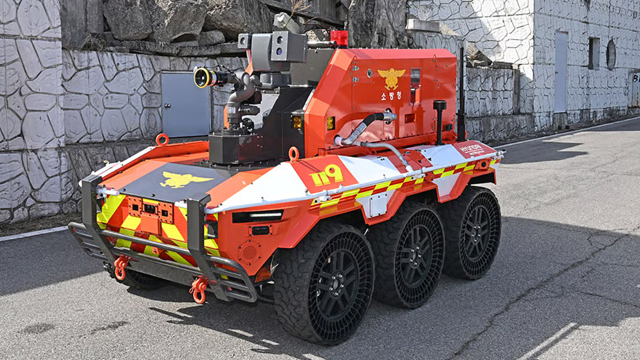 Hyundai Firefighting Robot Flames