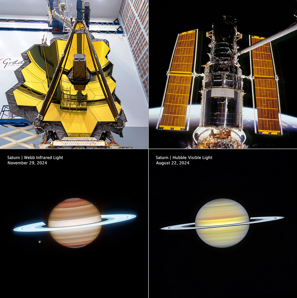 Webb Hubble Space Telescopes Saturn New View