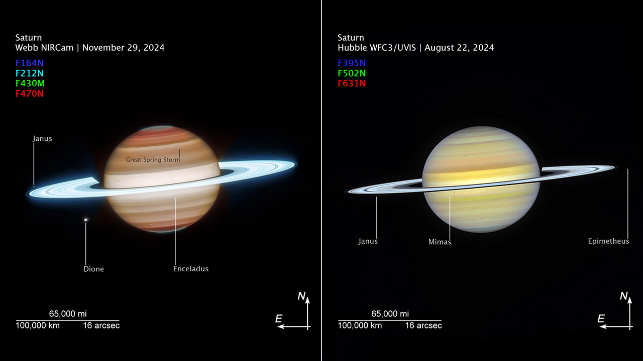 Webb Hubble Space Telescopes Saturn New View