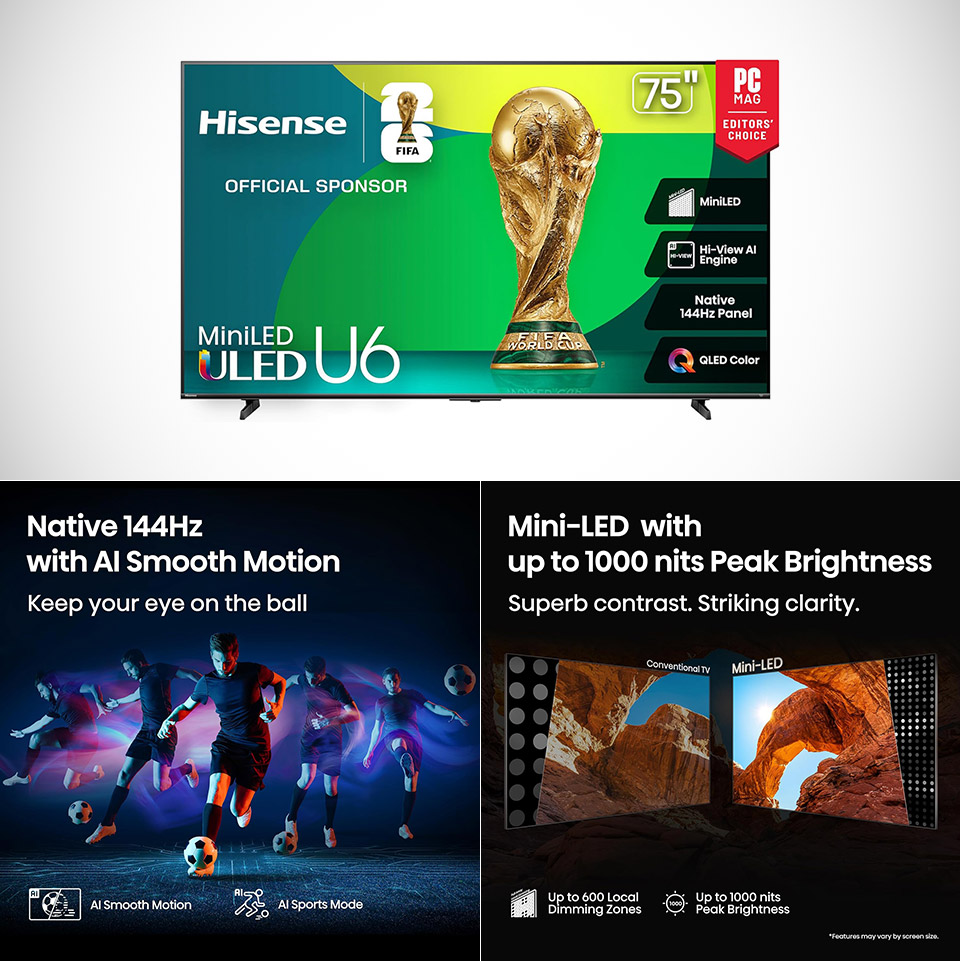 75-inch Hisense U6 Series Mini-LEd 4K TV 75U65QF