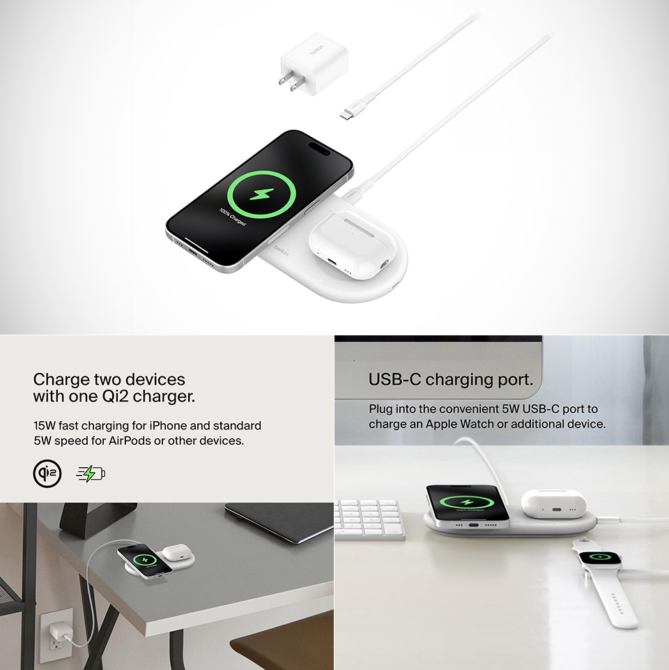 Belkin BoostCharge Pro 2-in-1 Wireless Charging Pad