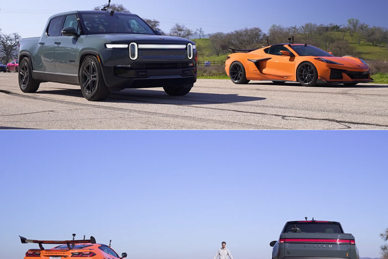 Rivian R1T Corvette Z06 Drag Racing