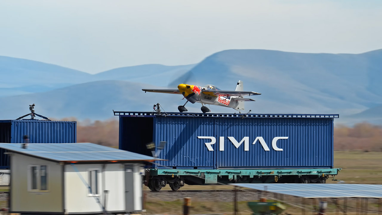 Red Bull Dario Costa Pilot Land Take Off Moving Train