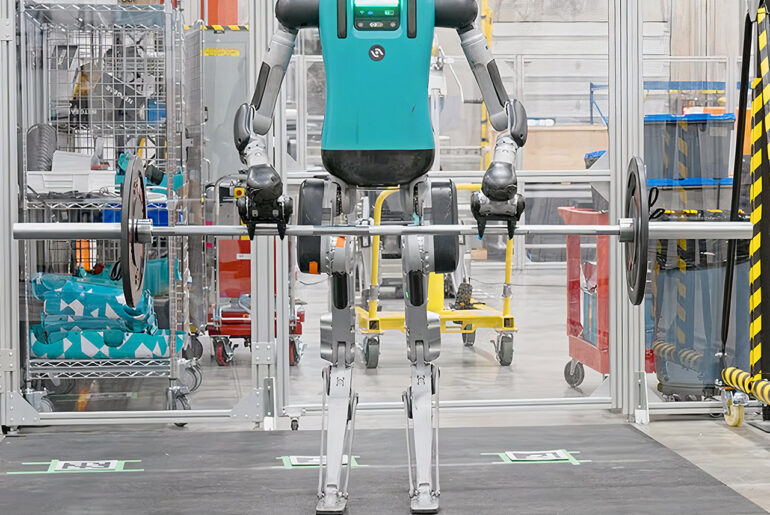 Agility Digit Humanoid Robot Deadlifting Weightlifting