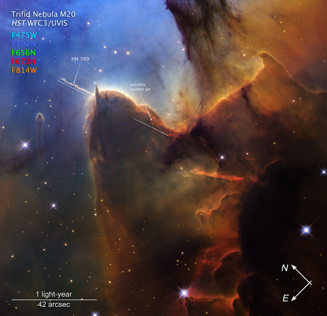 Hubble Telescope Trifid Nebula 36-Year Anniversary