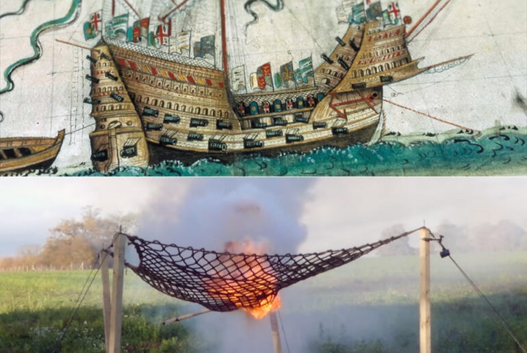 Giant Fire Darts Mary Rose Ship Testing