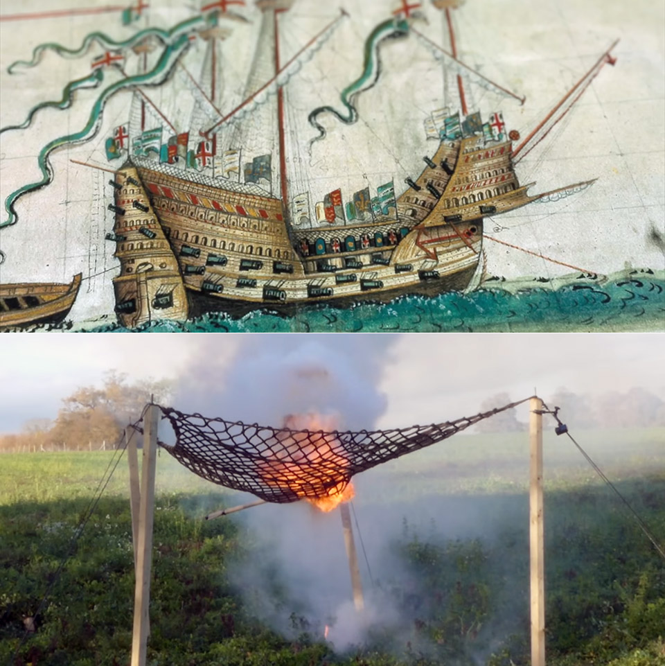 Giant Fire Darts Mary Rose Ship Testing