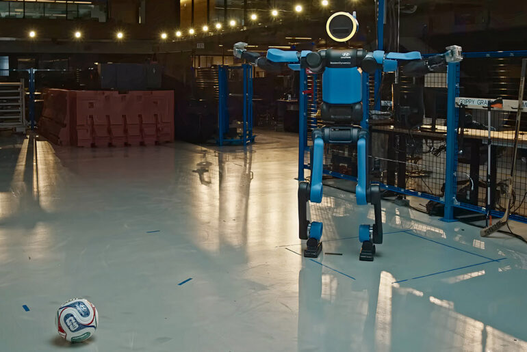 Boston Dynamics Atlas Robot School of Football Soccer 2026 World Cup