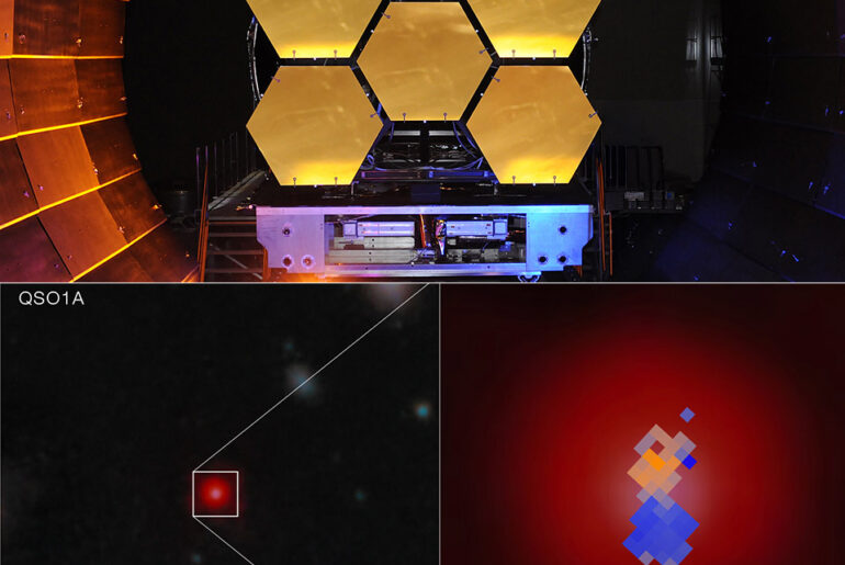 Webb Telescope QSO1 Supermassive Black Hole Before Galaxy