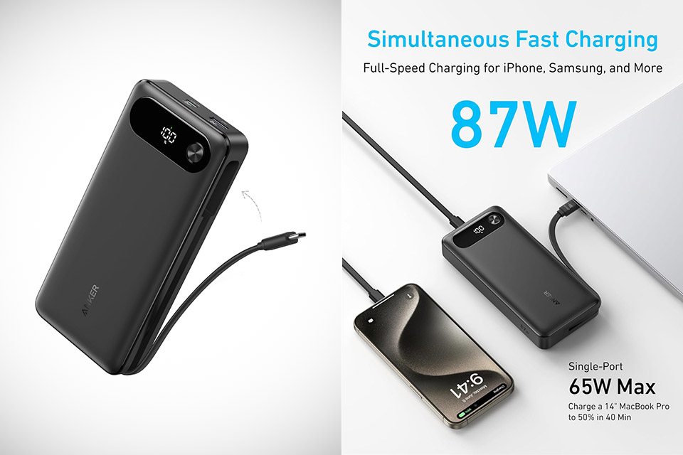 Anker 20,000mAh Travel Essential Power Bank Built-in Cable