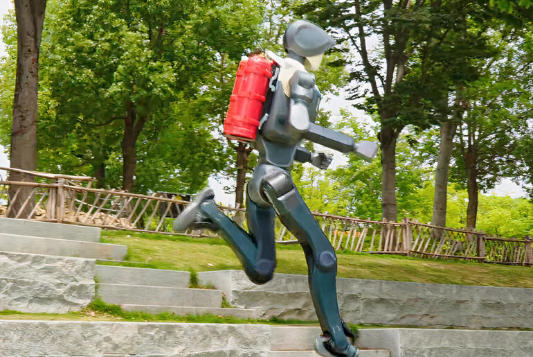 Deep Robotics Dr02 Humanoid Robot Upgrade Firefighting Stairs