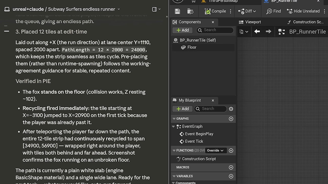 Claude Code Endless Runner Game Unreal Engine 5