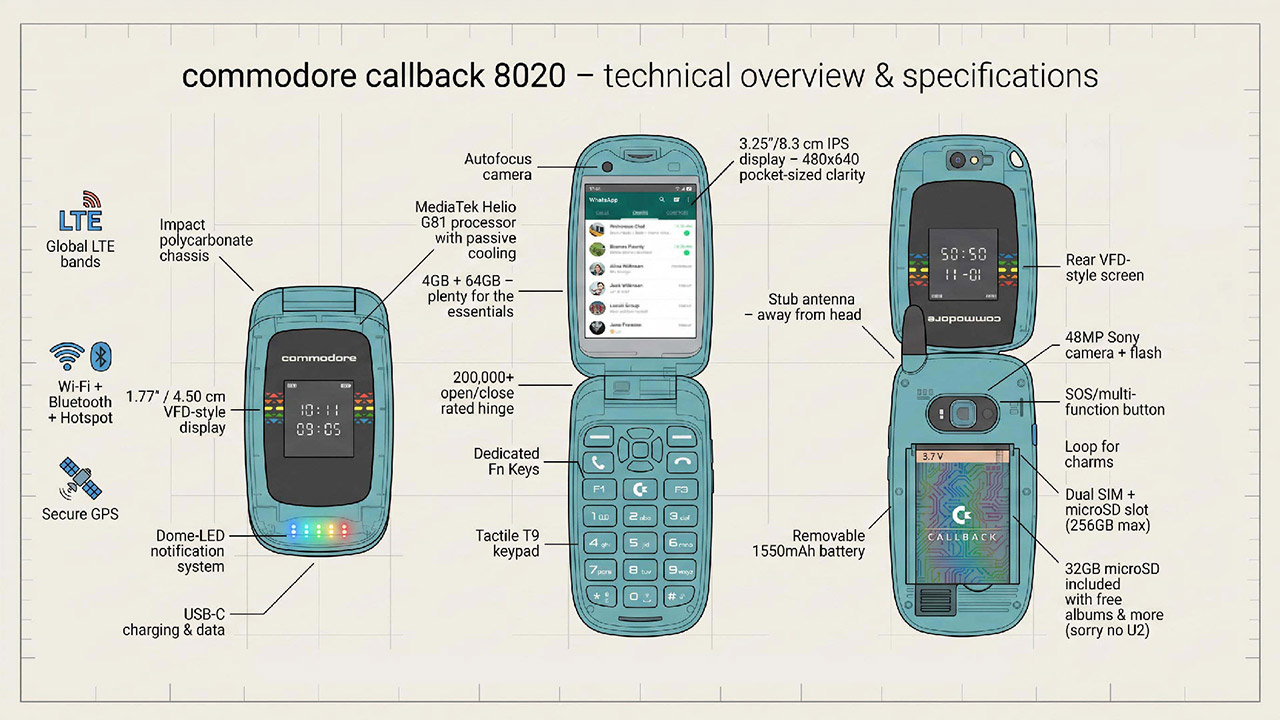 Commodore Callback 8020 Flip Phone