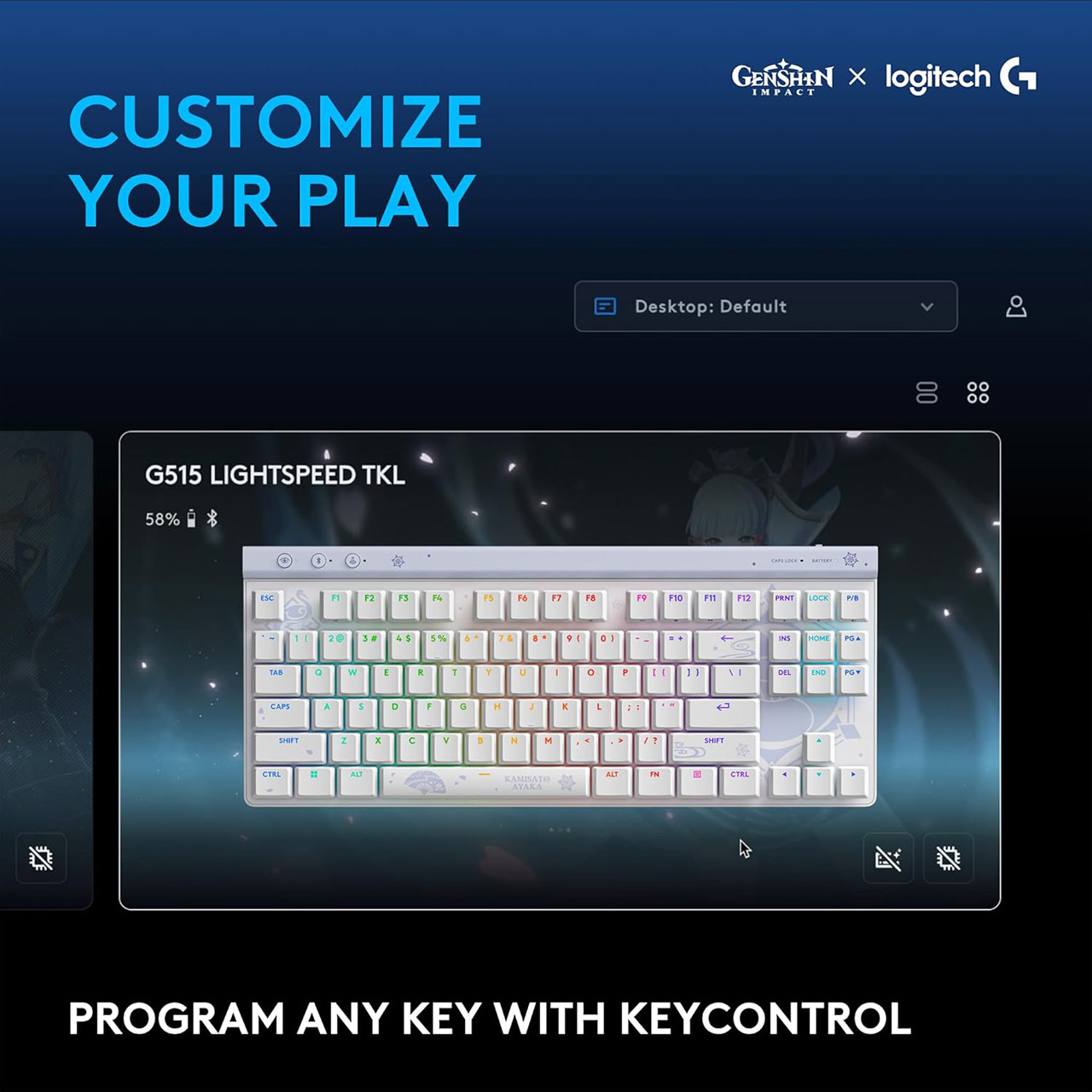 Logitech G515 Wireless Gaming Keyboard TKL Kamisato Ayaka Special Edition