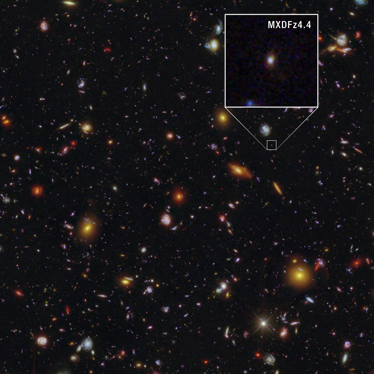 Hubble Ancient Galaxy MXDFz4.4 Early Big Bang