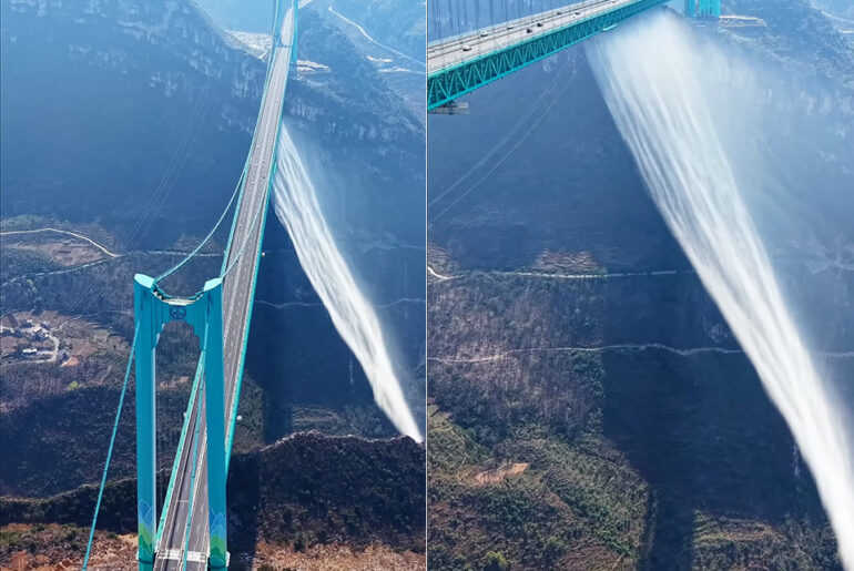 China Huajiang Grand Canyon Bridge Waterfall
