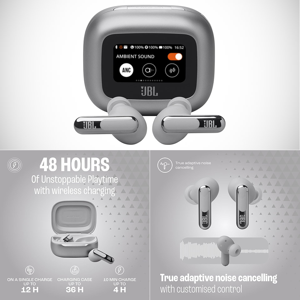 JBL Live Beam 3 Touchscreen Charging Case Earbuds