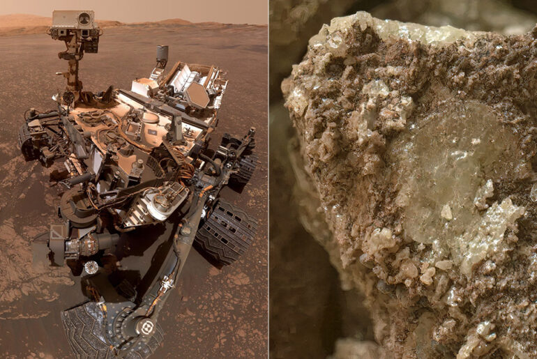 NASA Curiosity Rover Crush Rock Sulfur Crystal Mars