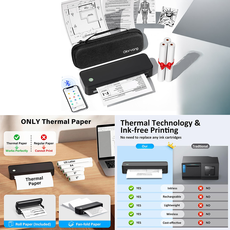 Gloryang PD-A4 Inkless Portable Printer