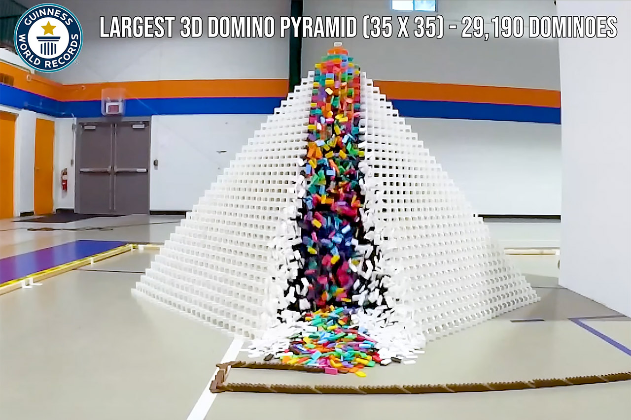 Guinness World Record Most Dominoes Topped in 3D Pyramid
