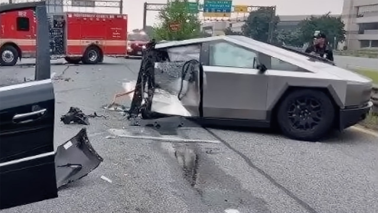 Tesla Cybertruck Split Half Maryland Accident