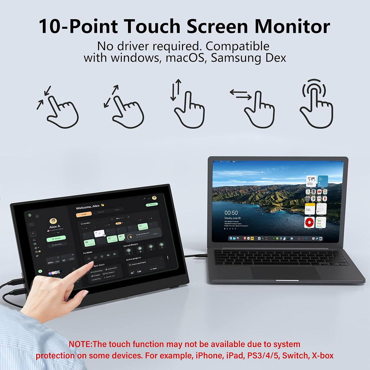 InnoView 15.6" Portable Touchscreen Monitor 1080p