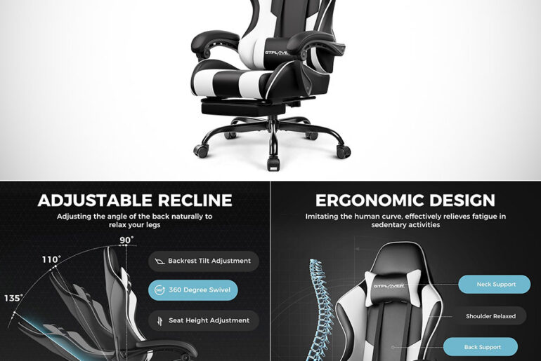 GTPLAYER Gaming Chair Pearl White