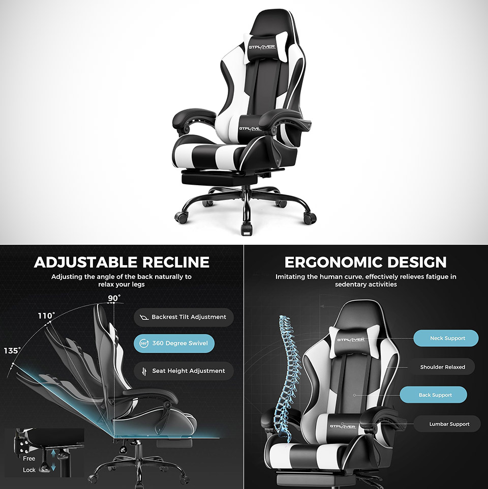 GTPLAYER Gaming Chair Pearl White