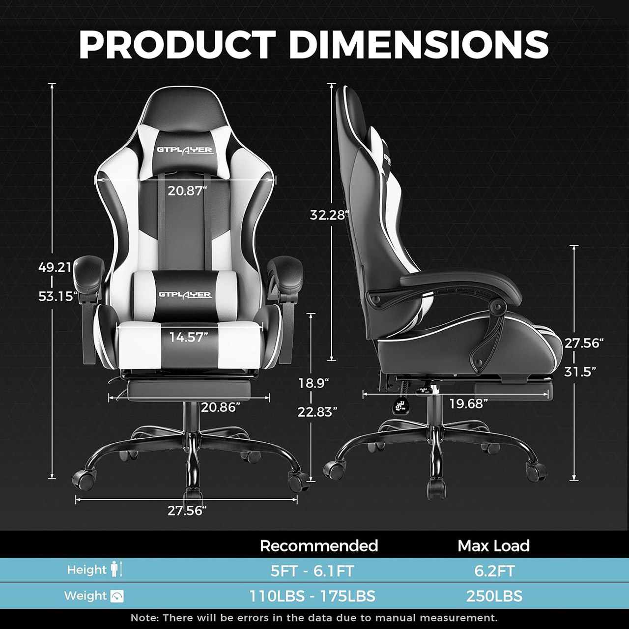 GTPLAYER Gaming Chair Pearl White