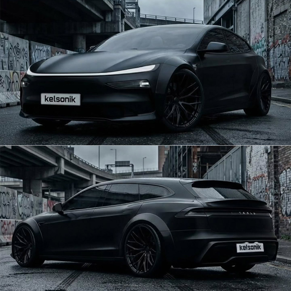 Kelsonik’s Stealthy Tesla Model S Shooting Brake Boasts a Wide Stance and Longer Roof