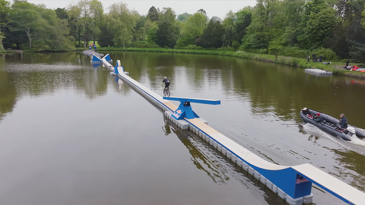 Red Bull Floating Obstacle Course Pro Bikers