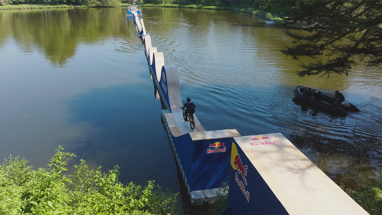 Red Bull Floating Obstacle Course Pro Bikers