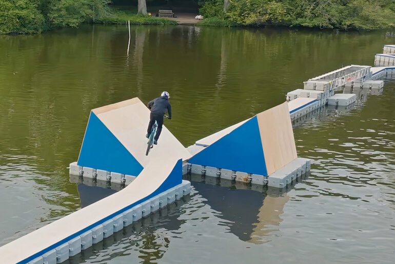Red Bull Floating Obstacle Course Pro Bikers