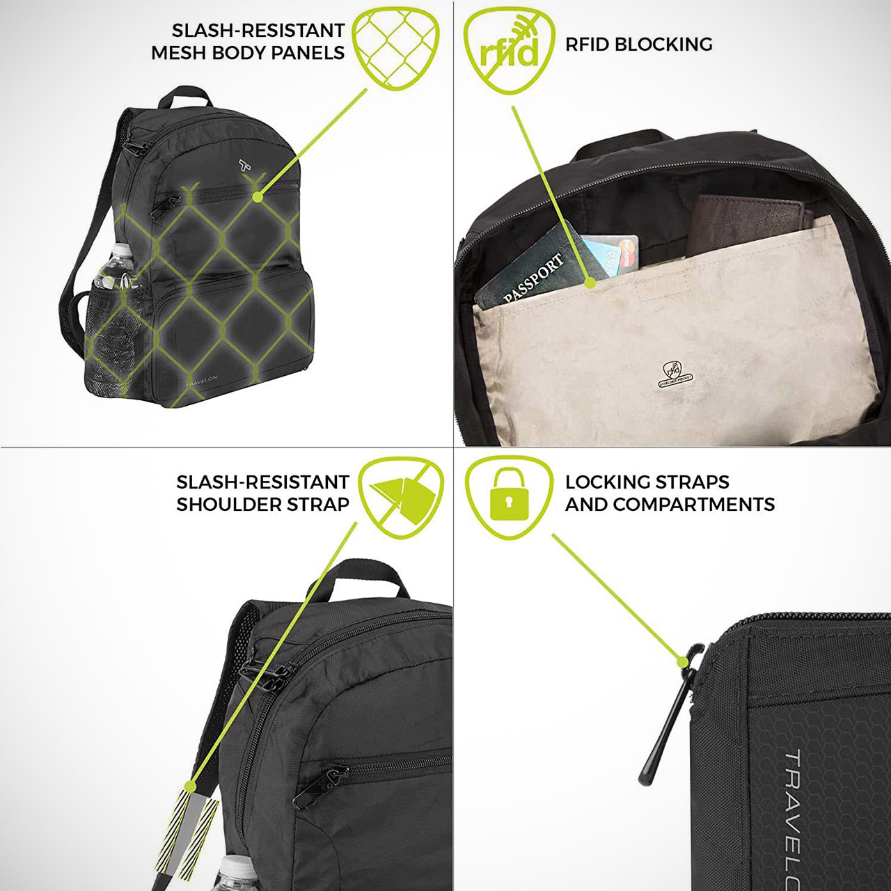 Travelon Anti-Theft Packable Backpack Black