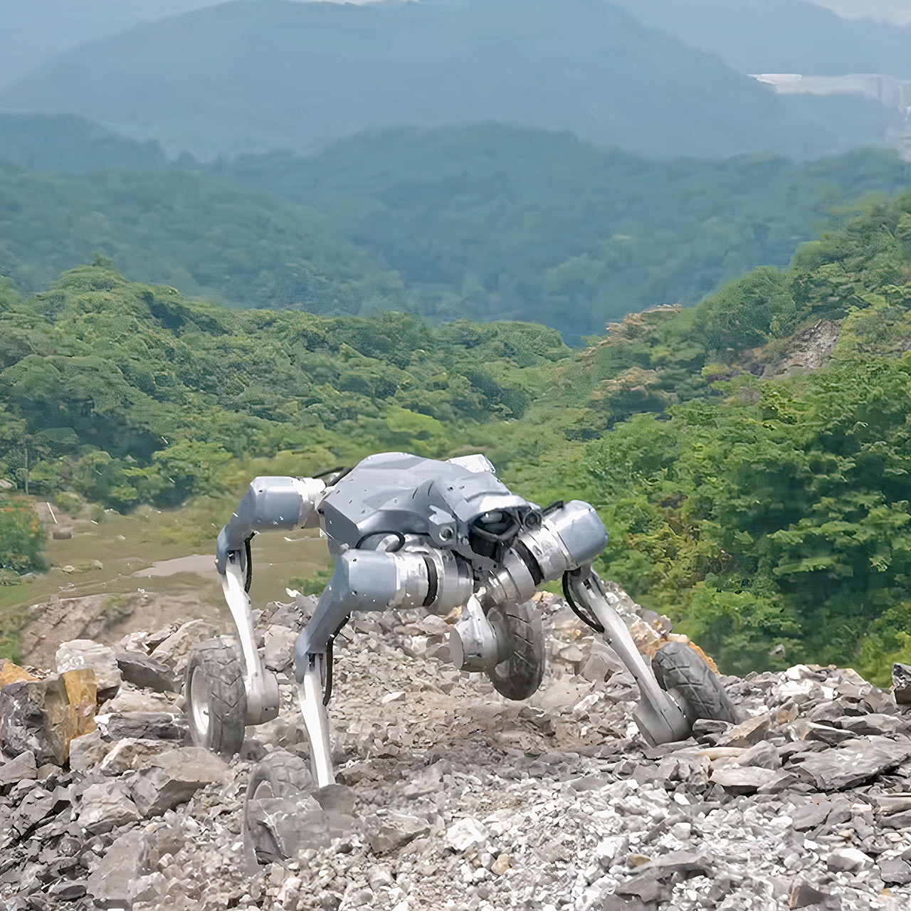 Unitree’s Compact AS2-W Climber Robot Rolls Through Ruins and Scales Steep Rock Without Slowing Down