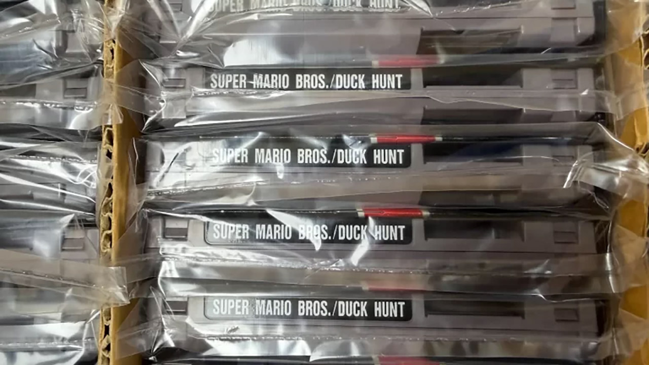 97 Sealed NES Mario Cartridges Storage Find