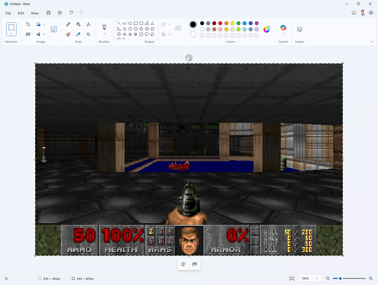 DOOM MS Paint Running Monitor