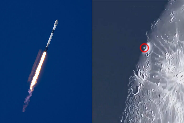 SpaceX Falcon 9 Rocket Crashes Moon