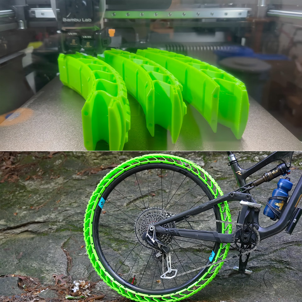 3D-Printed Airless Mountain Bike Tires MTB