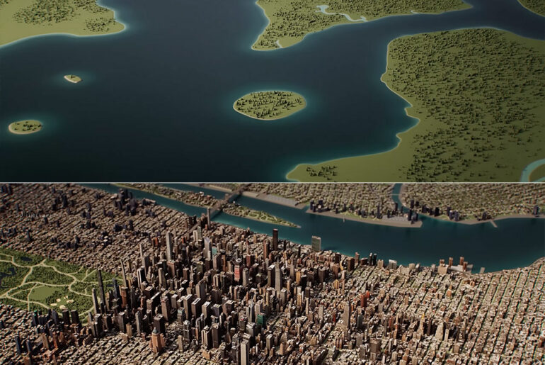3D Time-Lapse Manhattan NYC 1600 to 2026