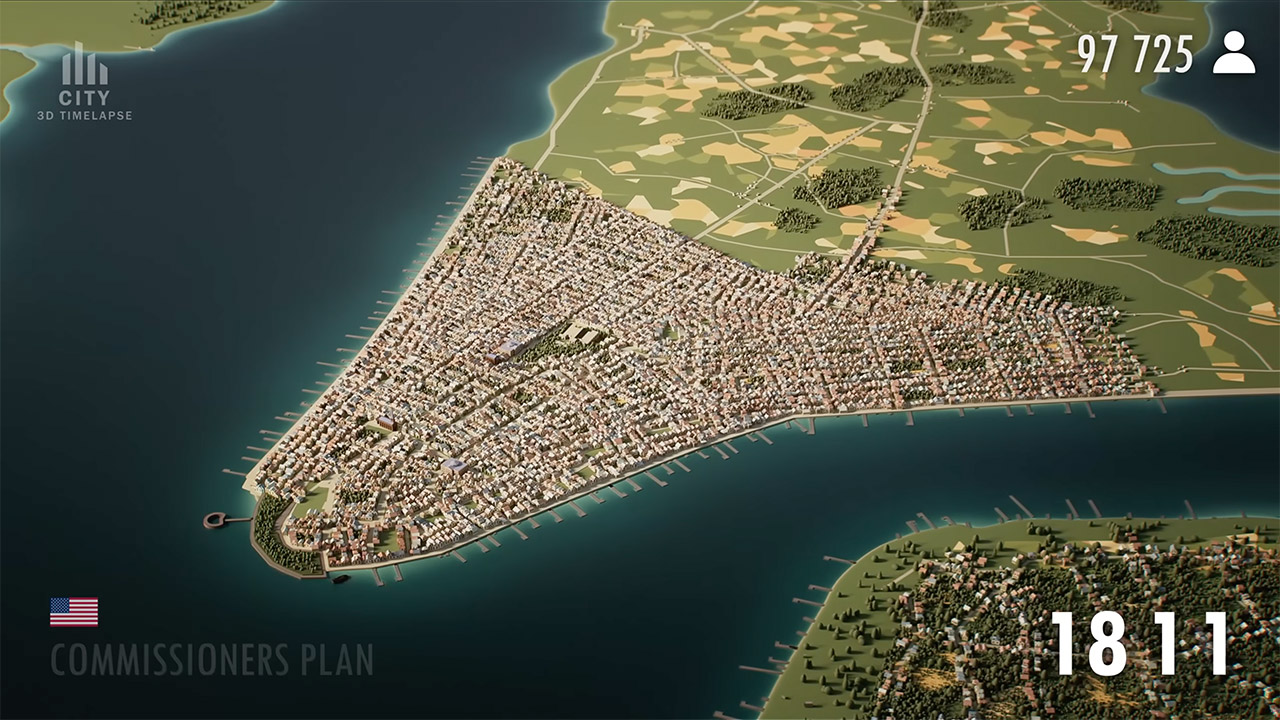 3D Time-Lapse Manhattan NYC 1600 to 2026