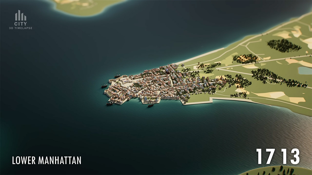 3D Time-Lapse Manhattan NYC 1600 to 2026