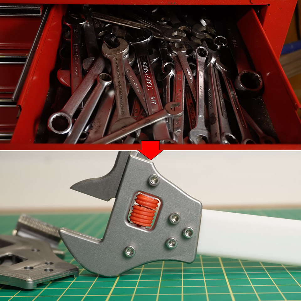 CNC Machined 3D-Printed Adjustable Wrench