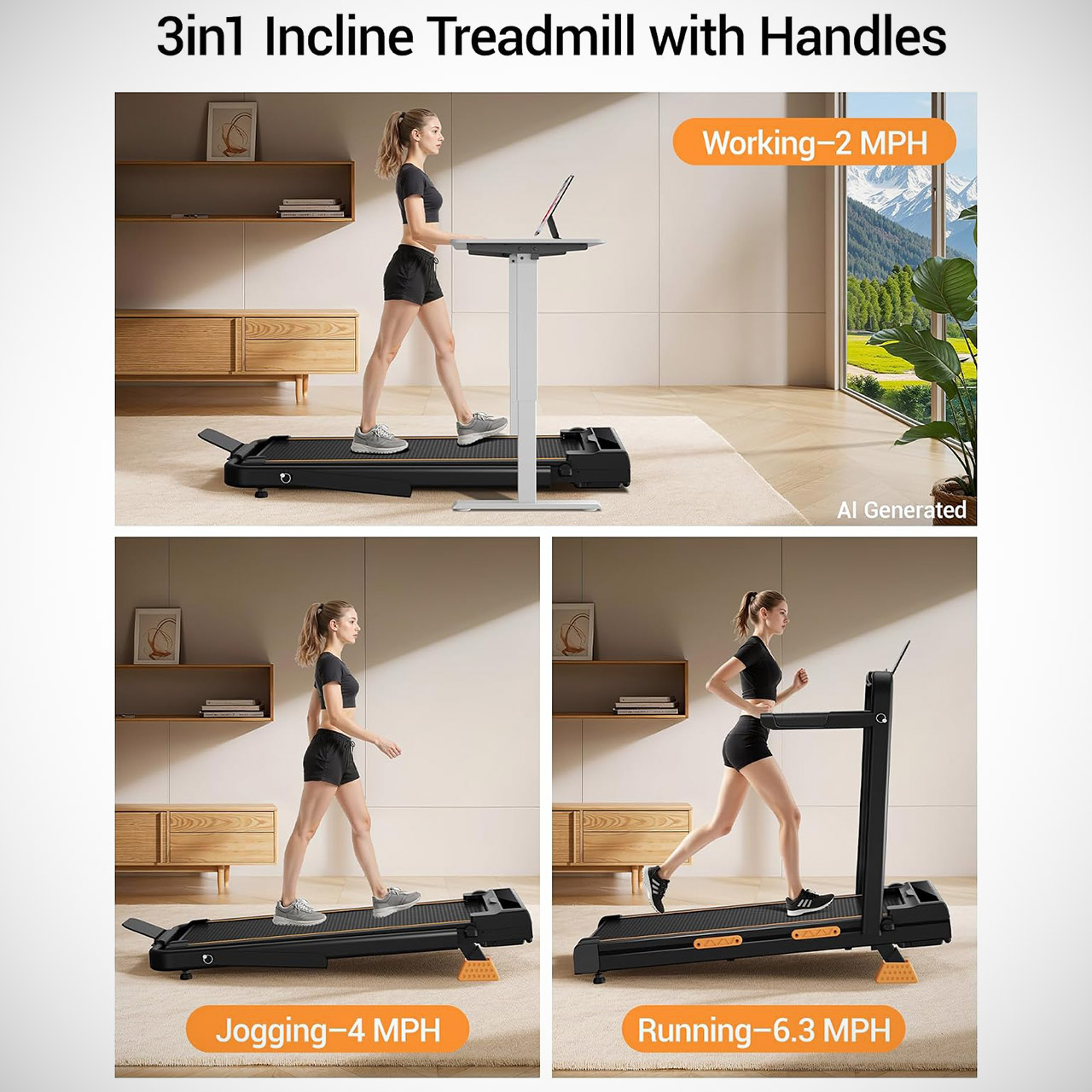 Cursor Fitness X5F 3-in-1 Under Desk Treadmill