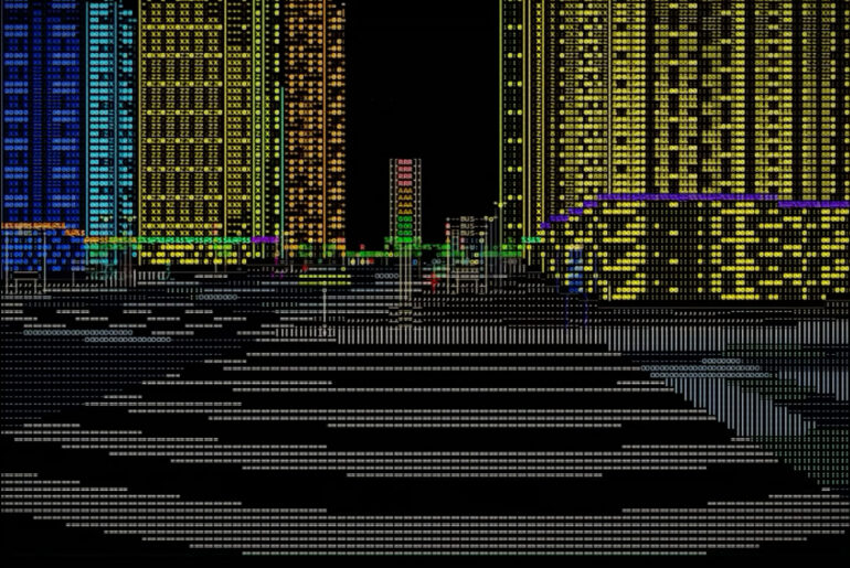 3D Cyberpunk City ASCII Letters Art Code
