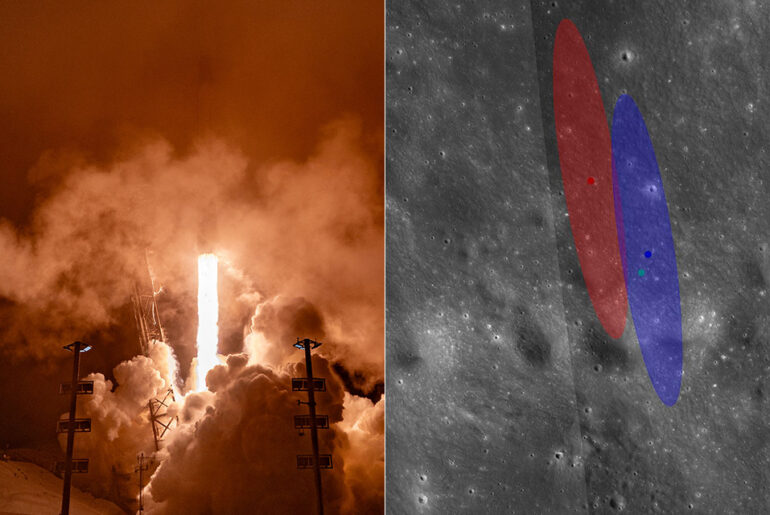 NASA LRO SpaceX Falcon 9 Rocket Crater Moon