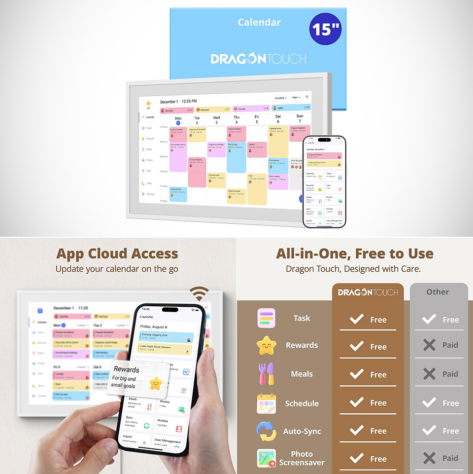 Dragon Touch 15.6" Digital Calendar