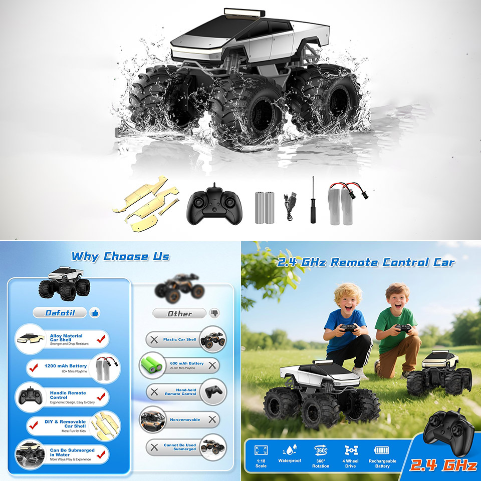 Dafotil Amphibious Remote Control Tesla Cybertruck