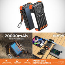 BLAVOR 20,000mAh Solar Power Bank